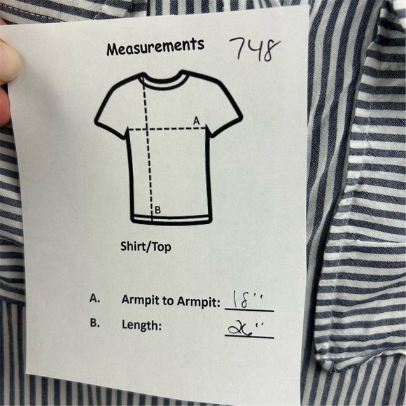 Gap Women's Striped Boyfriend Fit Button-Up Shirt Size S blue/white striped - Picture 8 of 8